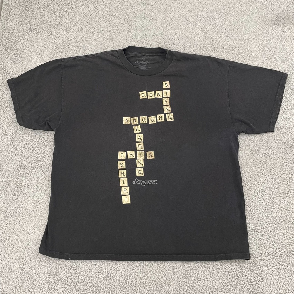 Scrabble T-shirt Men XXL Black Don't Just Stand Around Short Sleeve‎ Tee